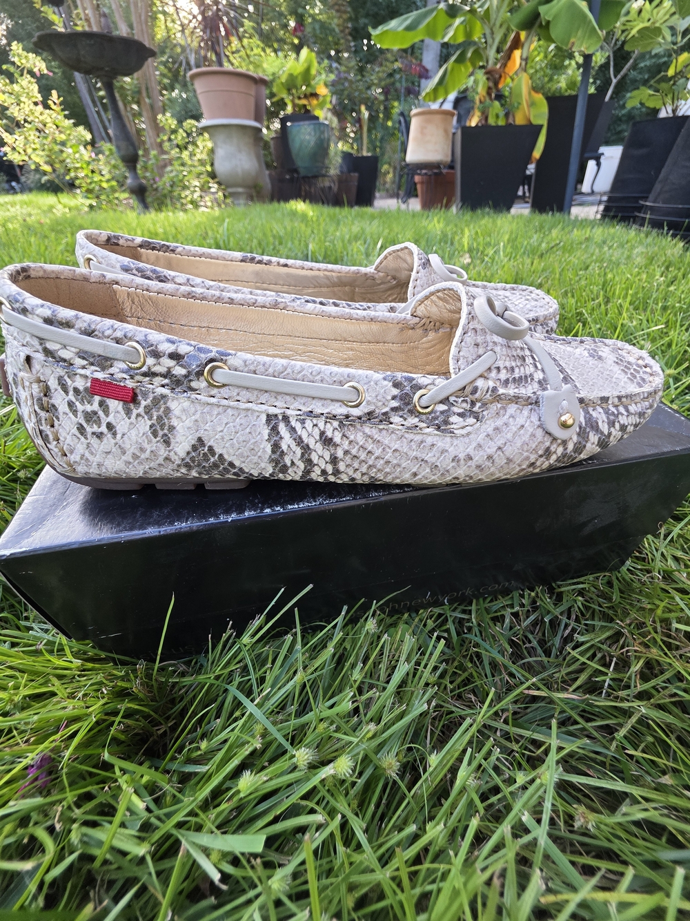 Marc Joseph New York Cypress Hill Animal Print Flats in Gray & White